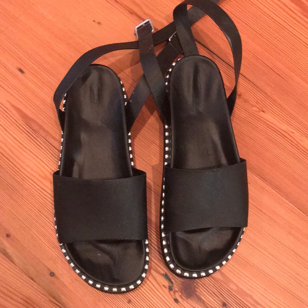 Black open toe lace up platform